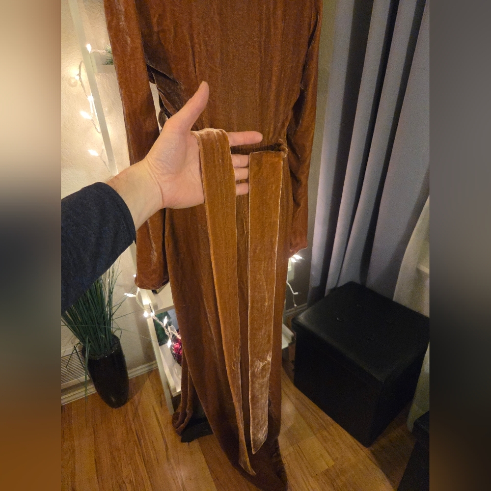 Rick Owens Burnt Pink Velvet Wrap Dress - Picture 8 of 14